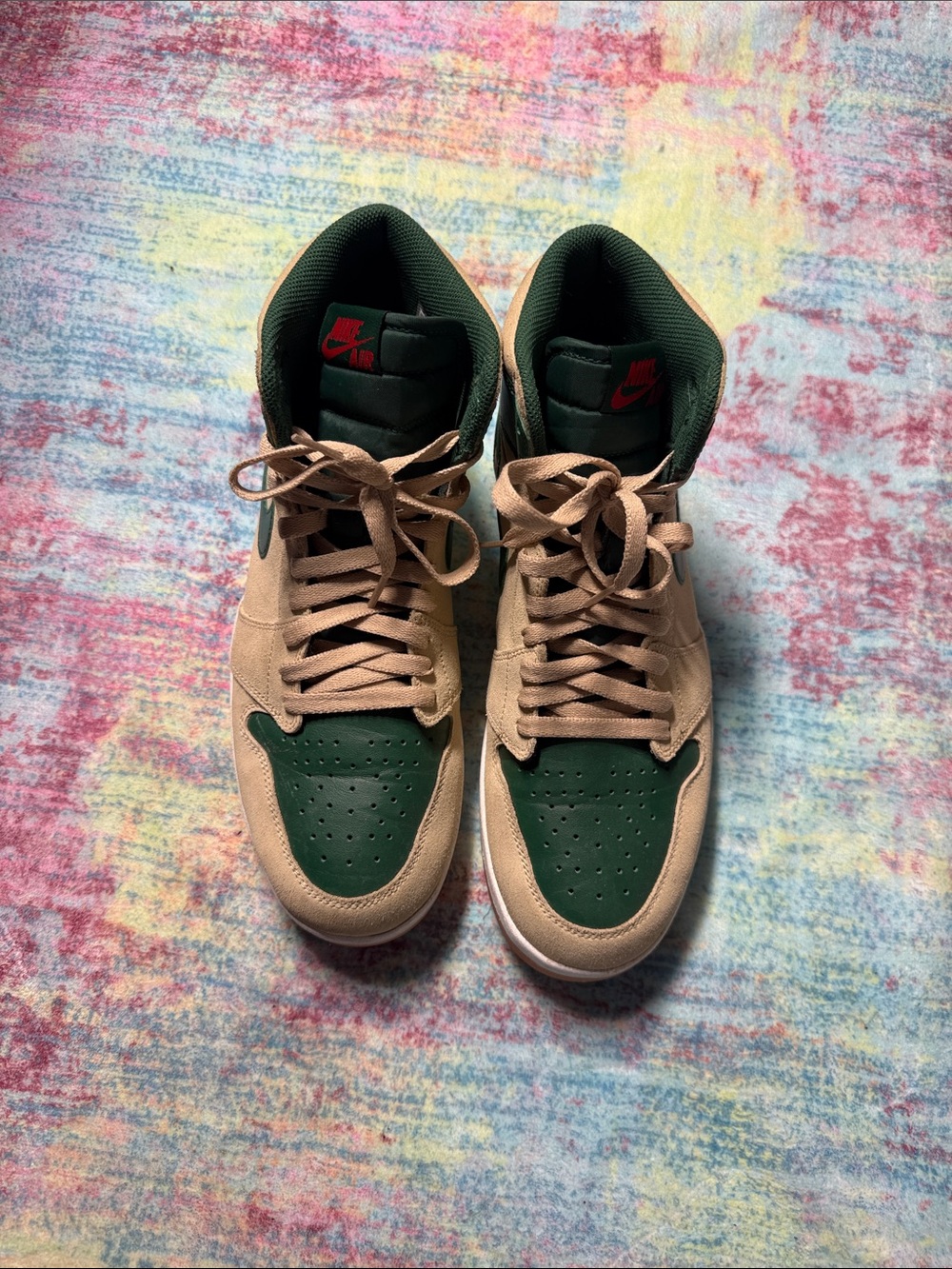 Nike Men’s High-Top Sneakers in Green and Tan